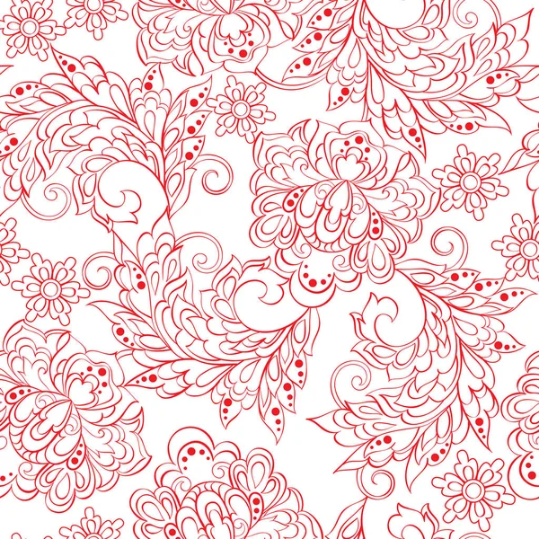 Floral Pattern Seamless Asian Textile Background — Stock Vector