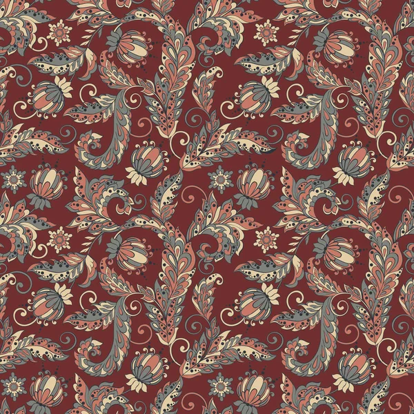 Motif Floral Vintage Sans Couture Dans Style Batik Indien — Image vectorielle