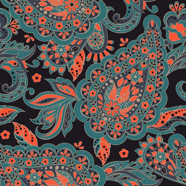Motif Paisley Sans Couture Dans Style Textile Indien Illustration Vectorielle — Image vectorielle