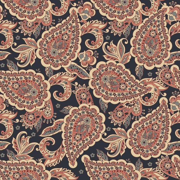 Paisley Nahtloses Muster Mit Blumen Indischen Stil Floraler Vektorhintergrund — Stockvektor
