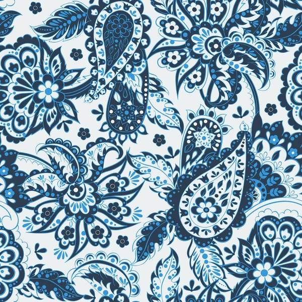 Patrón Sin Costura Floral Con Ornamento Paisley Ilustración Vectorial Estilo — Vector de stock