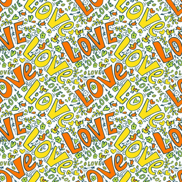 Amor Patrón Sin Costuras Lindo Doodles Patrón Día San Valentín — Vector de stock