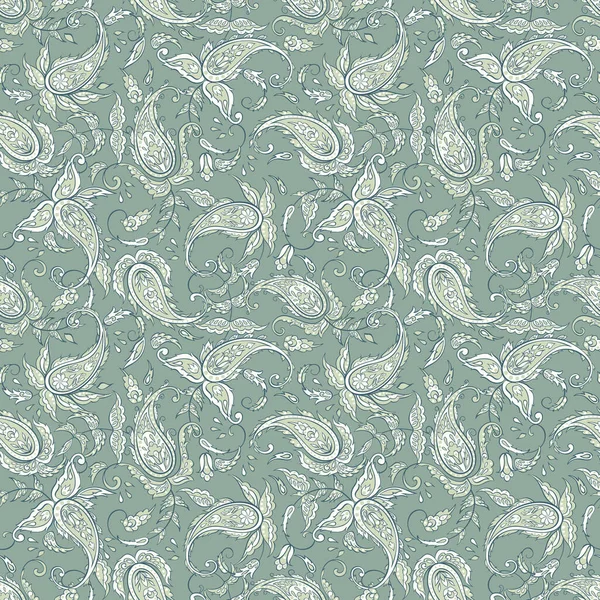 Paisley Fiori Modello Senza Soluzione Continuità Asiatico Floreale Vettoriale Illustrazione — Vettoriale Stock