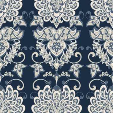 Damask tarzı, dikişsiz model. Renkli vektör arkaplanı