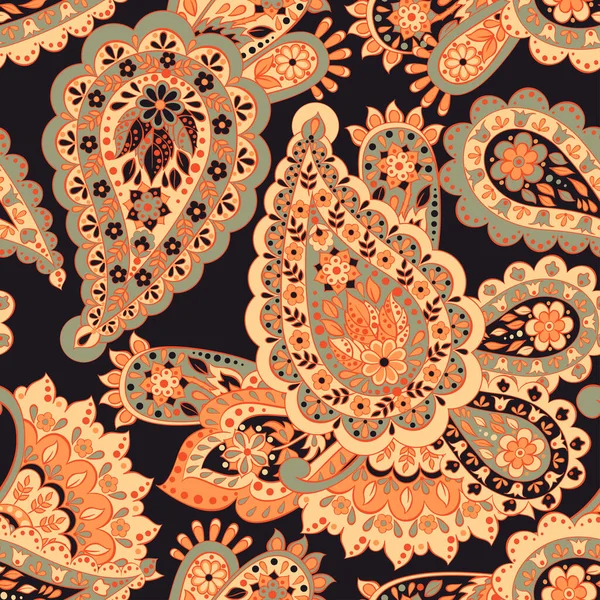 Motif Floral Sans Couture Avec Ornement Paisley Illustration Vectorielle Dans — Image vectorielle