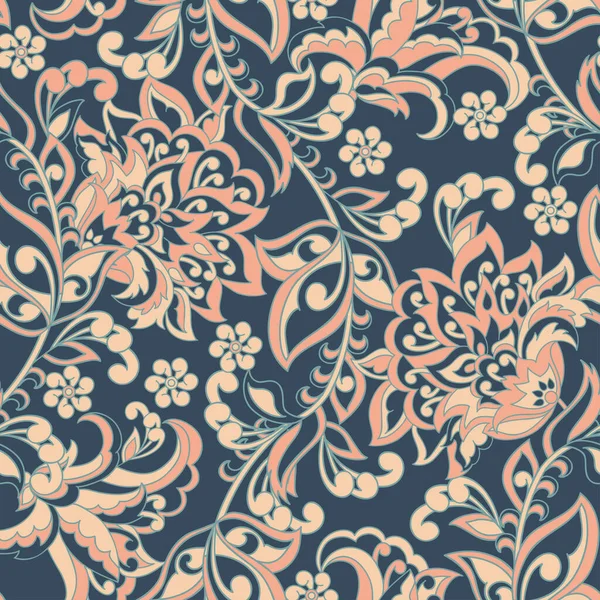 Fleurs Ethniques Motif Vectoriel Sans Couture Fond Vintage Floral — Image vectorielle