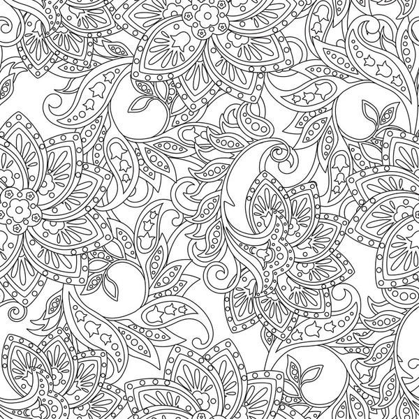 Floral Vector Illustration Damask Style Seamless Ethnic Background — Stock Vector