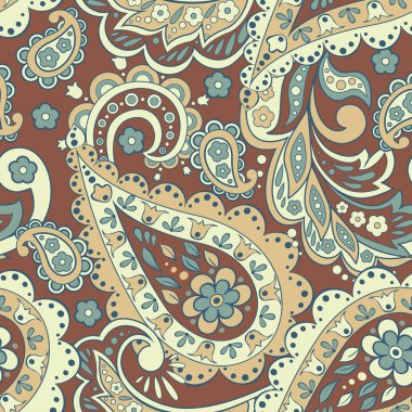 Asya batik stilinde desensiz tekstil deseni