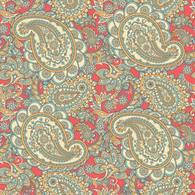 Dikensiz desenli süs. Asya tekstil biçiminde vektör illüstrasyonu