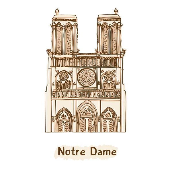 Notre Paris Ręcznie Rysowane Wektor Ilustracji Punkt Orientacyjny Paryża — Wektor stockowy