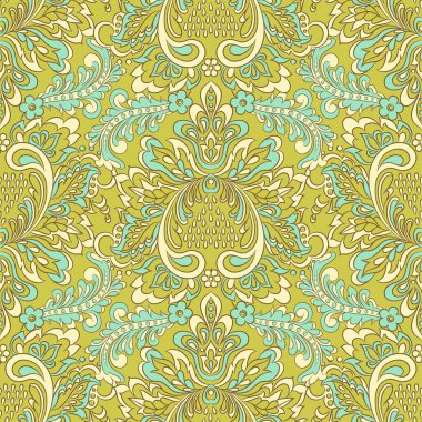 damask çiçekleri kusursuz vektör deseni. Çiçek mahsulü arka plan