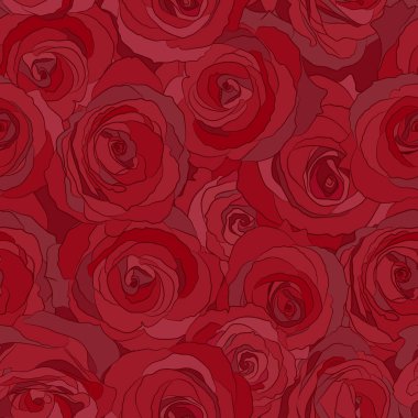 Kusursuz desenli güller, vektör çiçekli çizimler. Doğa arkaplanı