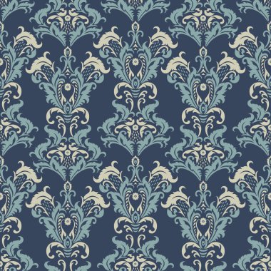 Vektör Barok çiçek deseni. Klasik çiçek süsü. Duvar kağıtları, tekstil, kumaş için klasik dikişsiz doku