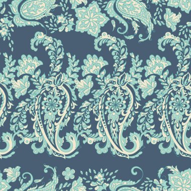 Folklorik Batik vektör süsü. Paisley Çiçeksiz desen.