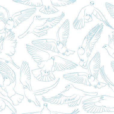 Uçan kuşlar kusursuz desen. Vektör arkaplanı