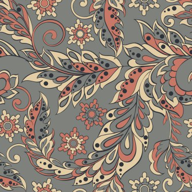 Hint tarzında kusursuz bir desen. Çiçek vektör illüstrasyonu