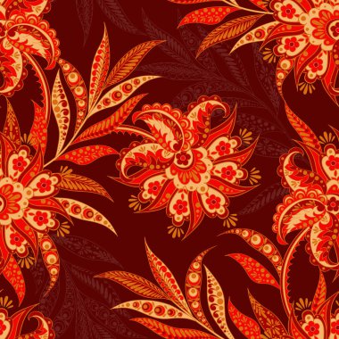 Hint batik tarzında klasik bir model. Çiçek vektör arkaplanı