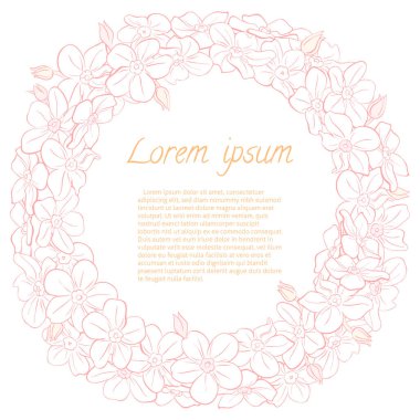 Çiçek çelenk el çekilmiş. Davetiyeler için kare kart tasarım düğün tarihi Kaydet.