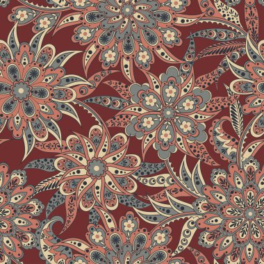 Hint batik tarzında klasik bir model. Çiçek vektör arkaplanı