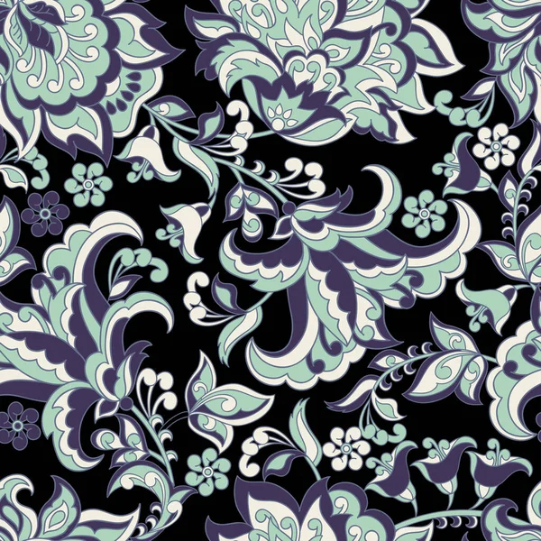 Motif Vintage Dans Style Batik Indien Fond Vectoriel Floral — Image vectorielle