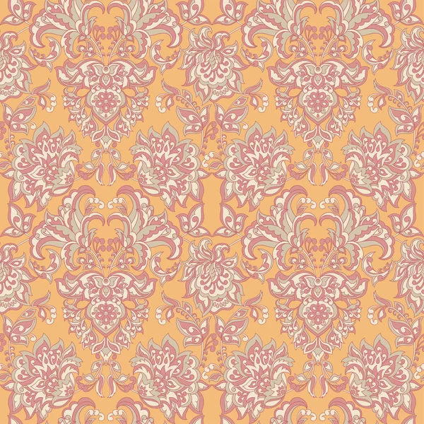 Floral Seamless Damast Hintergrund Vektorillustration — Stockvektor