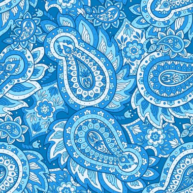Paisley dikişsiz desen. Asya tekstil biçiminde vektör illüstrasyonu
