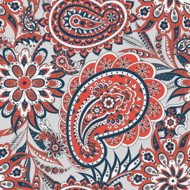 Paisley dikişsiz çiçek deseni. Hint bağbozumu arka planı