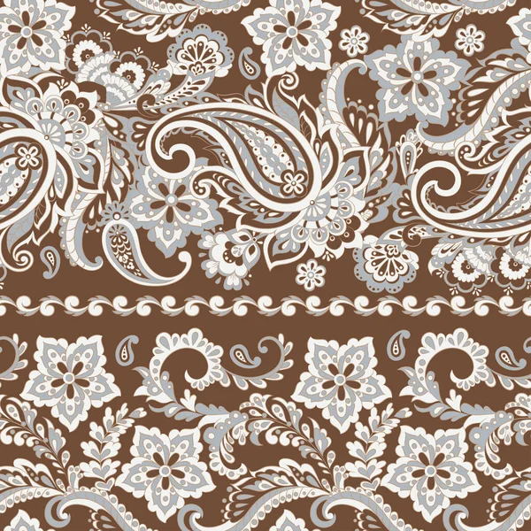 Adorno Paisley Damask Patrón Vectores Sin Costura — Vector de stock