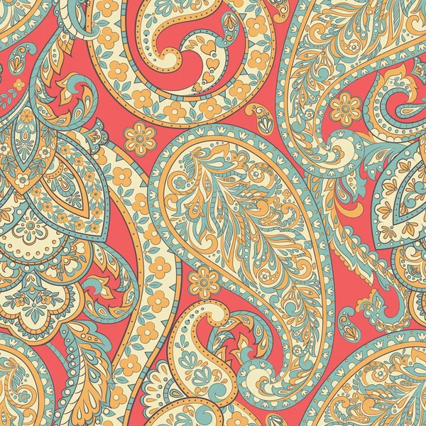 Fondo Damasco Adornado Patrón Sin Costura Paisley — Vector de stock