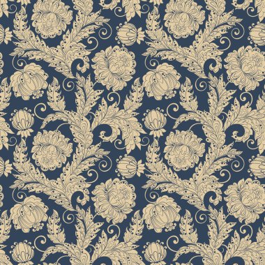 Etnik çiçekler kusursuz vektör deseni. Çiçek bağbozumu arka planı