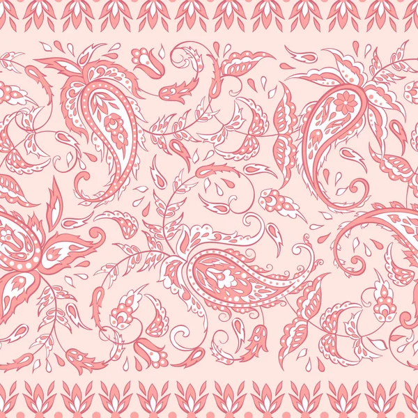 Paisley Sömlös Textil Mönster Asiatisk Batik Stil — Stock vektor