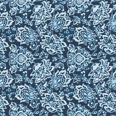 Klasik çiçeklerin dikişsiz deseni. Etnik çiçek vektör arkaplanı