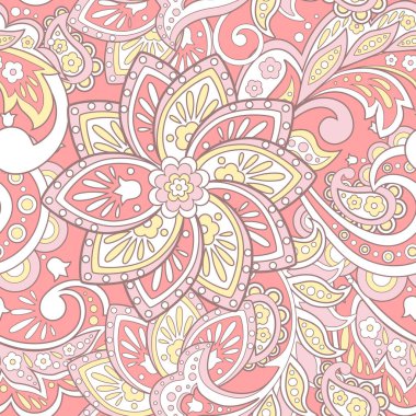 Etnik çiçekler pürüzsüz desen. Çiçek vektör arkaplanı