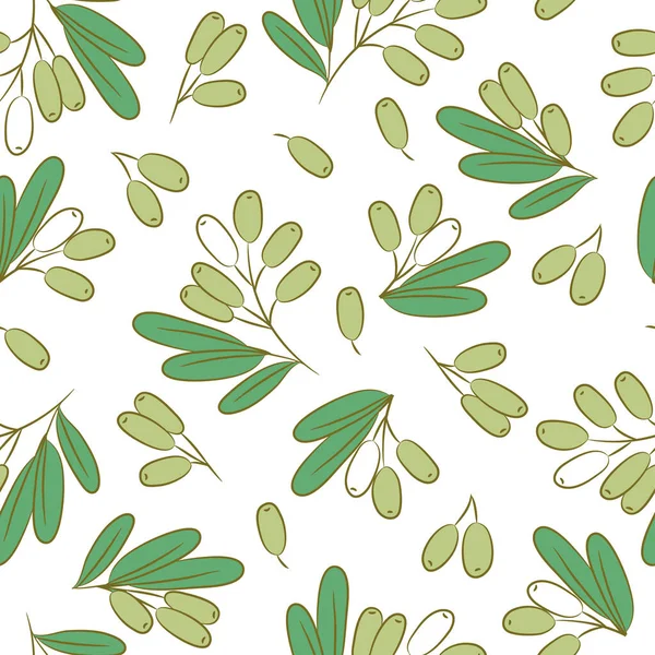 Oliven Handgezeichnete Muster Lebensmittel Vektor Hintergrund — Stockvektor