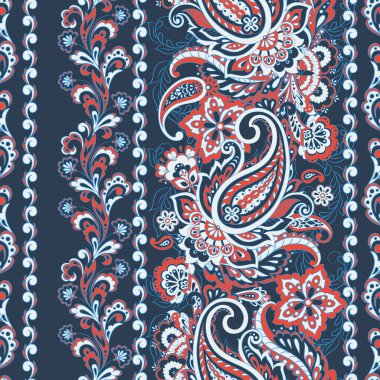 Paisley Çiçek Doğulu Etnik Düzen. Kusursuz Arap süsü. Hint kumaşlarının süsleme motifleri.