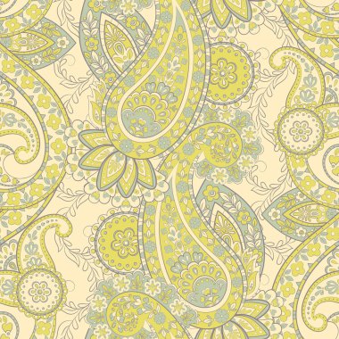 Paisley dikişsiz desen. damasör vektör arkaplanı
