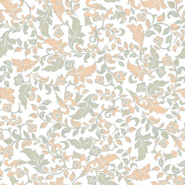 Klasik çiçeklerin dikişsiz deseni. Çiçek vektör arkaplanı