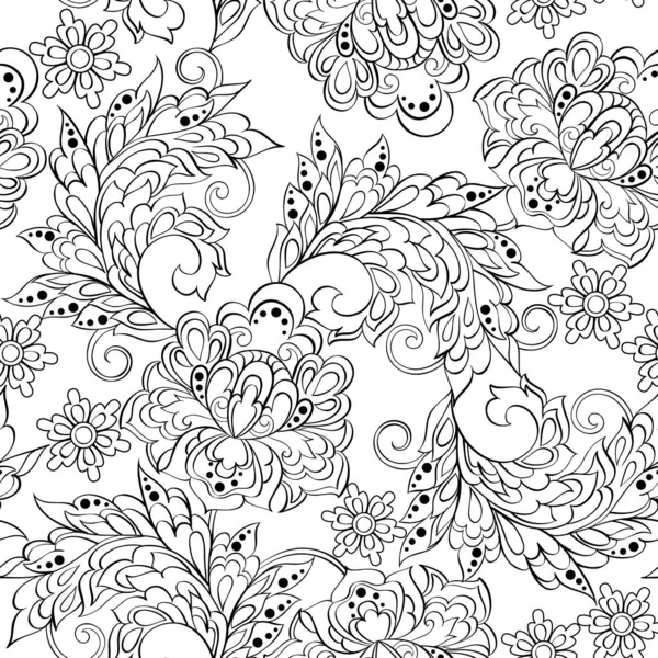 Floral Pattern Seamless Asian Textile Background — Stock Vector