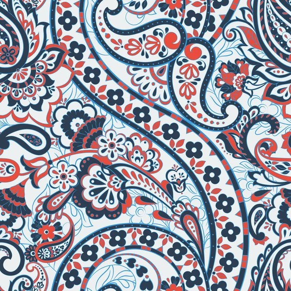Patrón Sin Costuras Paisley Ilustración Vectorial Floral — Vector de stock