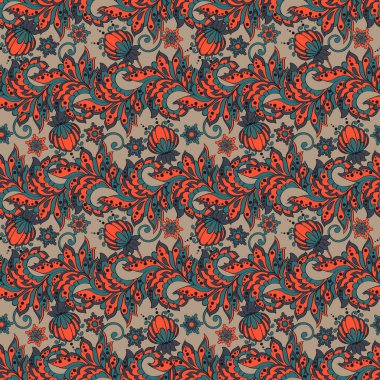 Batik tarzında etnik çiçek desenleri