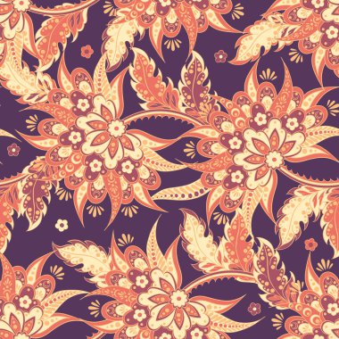 Batik tarzında Hint çiçeksiz desen