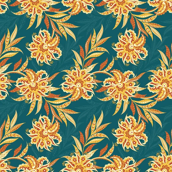 Elegance Seamless Pattern Ethnic Flowers Vector Floral Illustration Vintage Style — Stock Vector