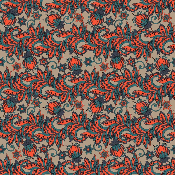 Motif Floral Ethnique Sans Couture Dans Style Batik — Image vectorielle