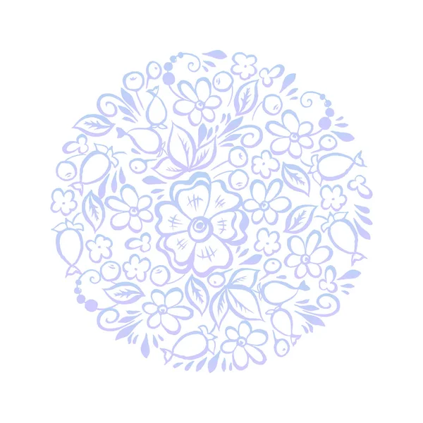 Vector Elemento Diseño Floral Flores Dibujadas Mano Círculo — Vector de stock