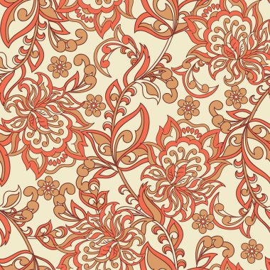 Renkli antika çiçek desenleri. Vektör illüstrasyonu