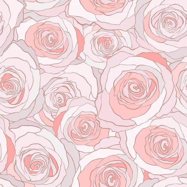 Nahtlose Musterrosen Vektor Florale Illustration Hintergrund Natur — Stockvektor