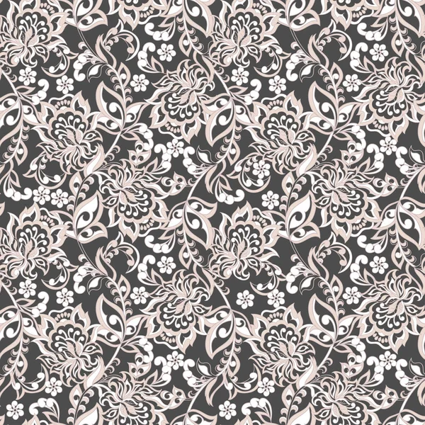 Style Damassé Motif Floral Sans Couture — Image vectorielle