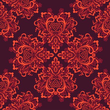 Vektörsüz damaske deseni. Çiçek bağbozumu arka planı