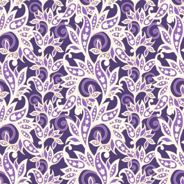 Klasik çiçeklerin dikişsiz deseni. Etnik çiçek vektör arkaplanı