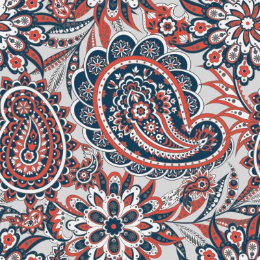 Paisley dikişsiz çiçek deseni. Hint bağbozumu arka planı